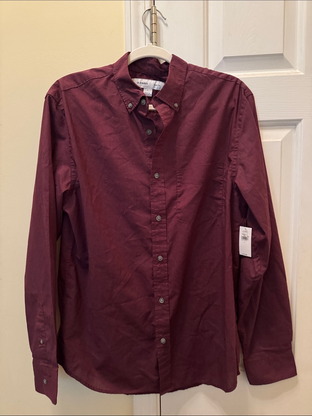 Old Navy Men's Burgundy Button-Down Long Sleeve Shirt